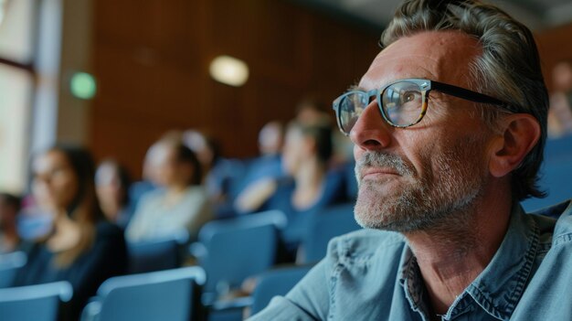 Male Teacher Giving Lecture in University Classroom CloseUp