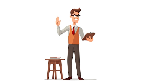 male teacher vector illustration in cartoon style