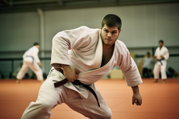 Photo male training judo generate ai