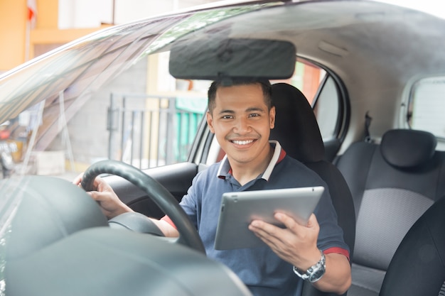 Male using tablet pc