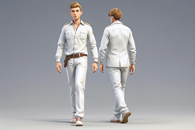 Male in walking pose 3d illustration