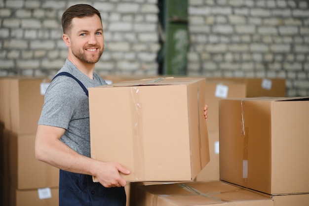 male warehouse worker portrait in warehouse storage