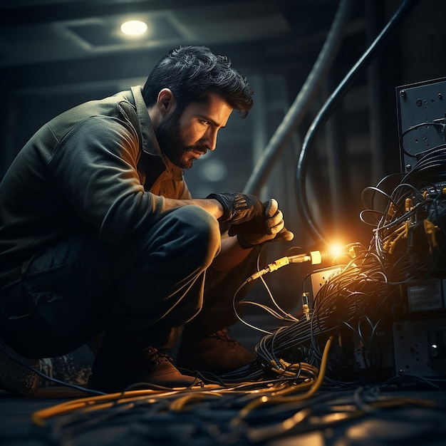 Male Welder in a Protective Mask is Welding Metal