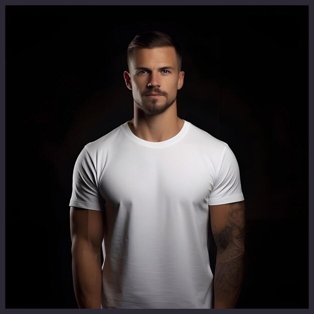 Photo male white tshirt mockup