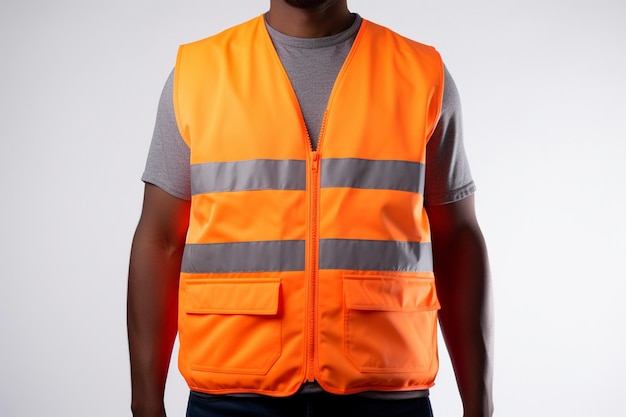 male worker body in a vest on a white background a male worker with a vest isolated into a white