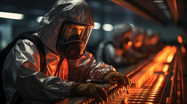 Male worker wearing protective face mask while sitting in train and looking at cameragenerative ai