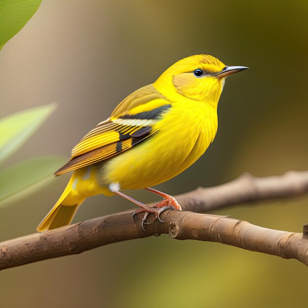 A male Yellow Warbler is perched on a branch Digital artwork