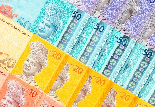 Maleisische ringgit bankbiljetten achtergrond. Financieel concept.