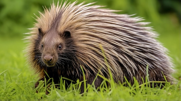 Maleisische stekelvarken Himalaya stekelvarken Grote stekelvarken op het groene gras