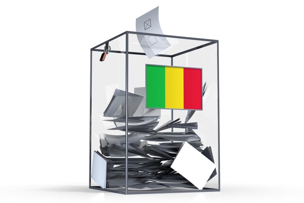 Mali-stembus met stemmen en nationale vlag verkiezingsconcept 3D illustratie