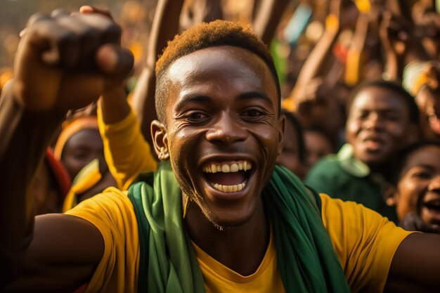 Malian football fans celebrating a victory