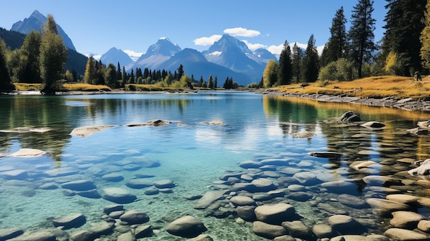 Photo maligne lake in jasper national park