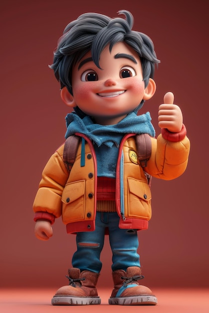 Анимированные жесты персонажей Маликса в классе на красном фоне 3D-иллюстрация