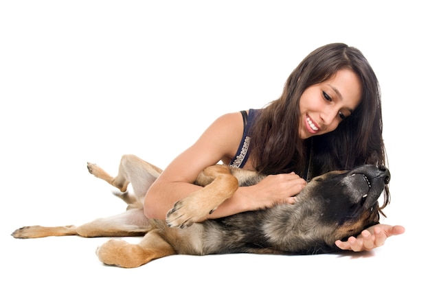 Malinois and woman