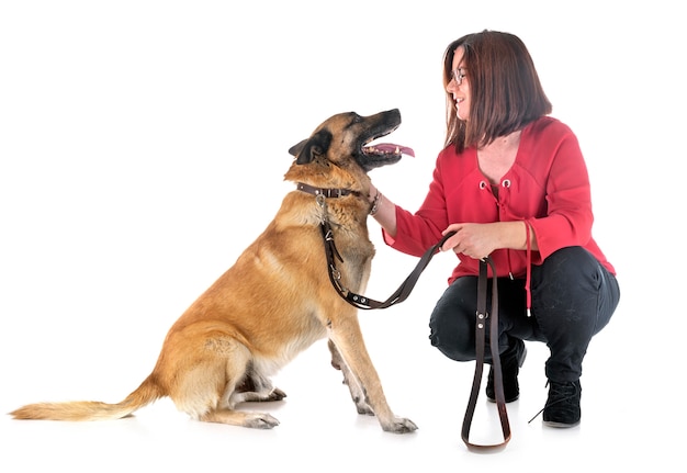 malinois and woman