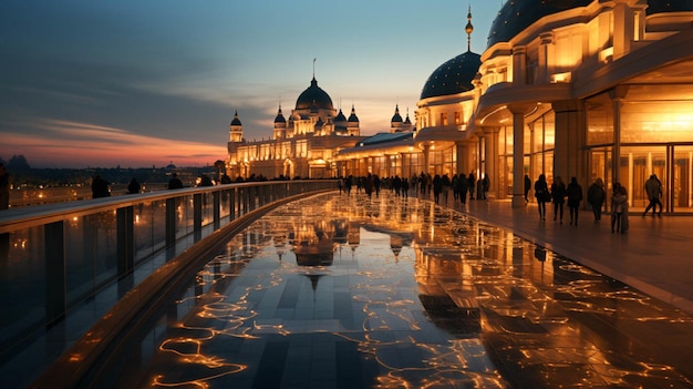 Mall of the Emirates volledig zicht op zonsondergangmoment