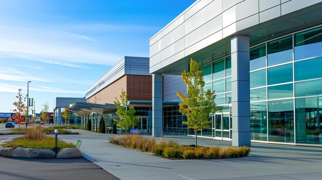 mall shopping street in North America Exterior of a new shopping centre building Generative Ai