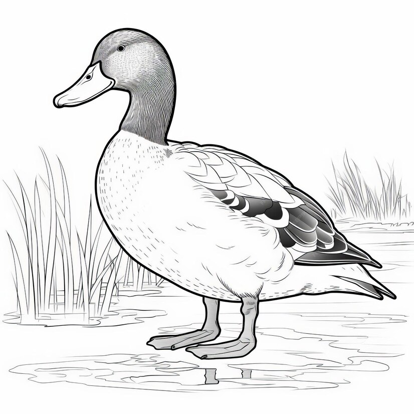Premium Photo Mallard Duck Coloring Page Free Printable Kids Coloring