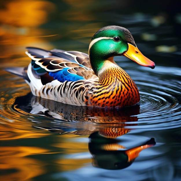 mallard duck swimming in the lake