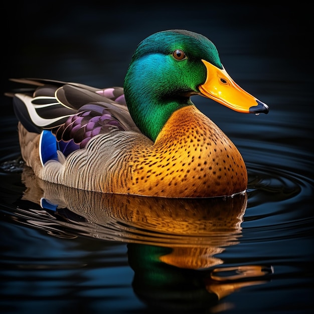 Premium AI Image | mallard duck swimming in the lake