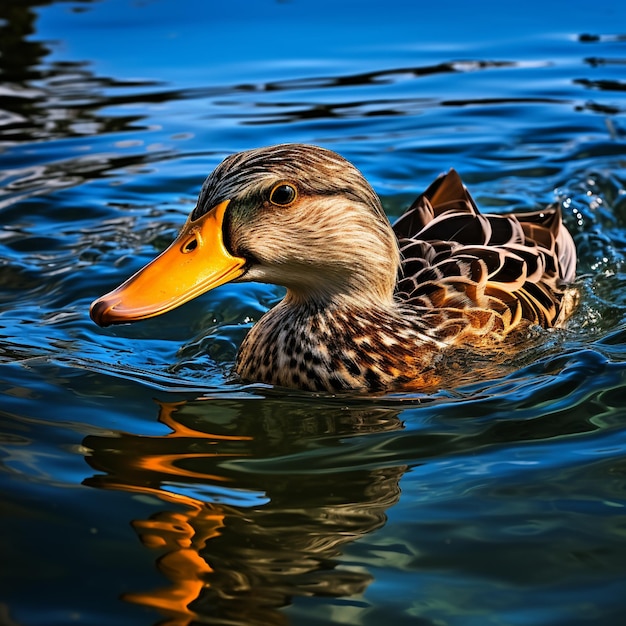 Mallard duck swimming in the lake