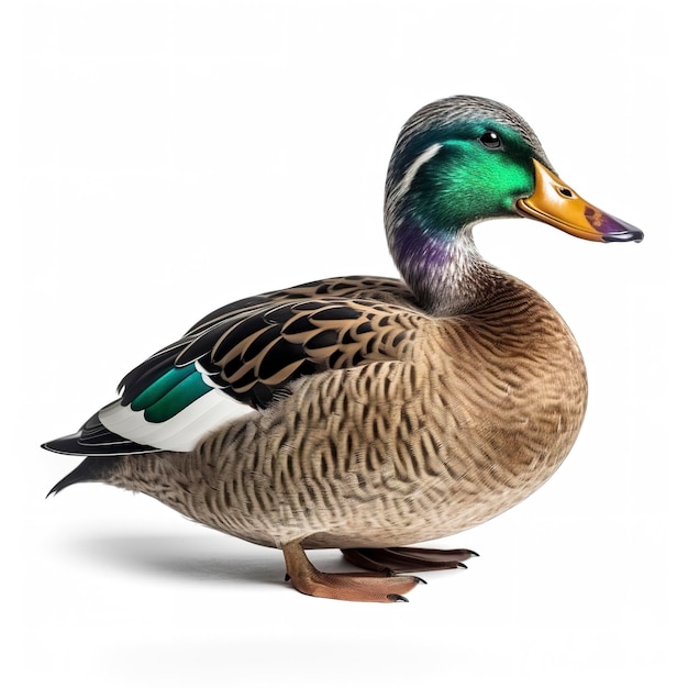 Mallard Duck with clipping path Colourful wild duck drake isolated on white background generate ai