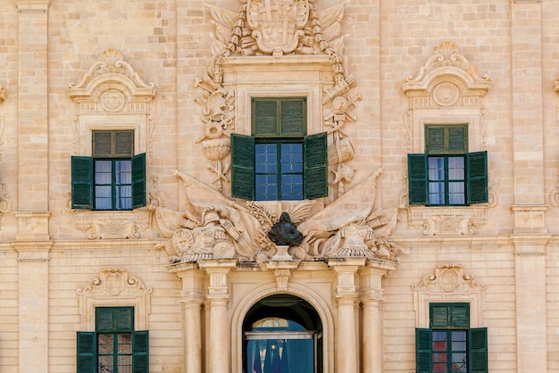 Malta architecture Sculptures on the facades of buildings and the architecture of the island