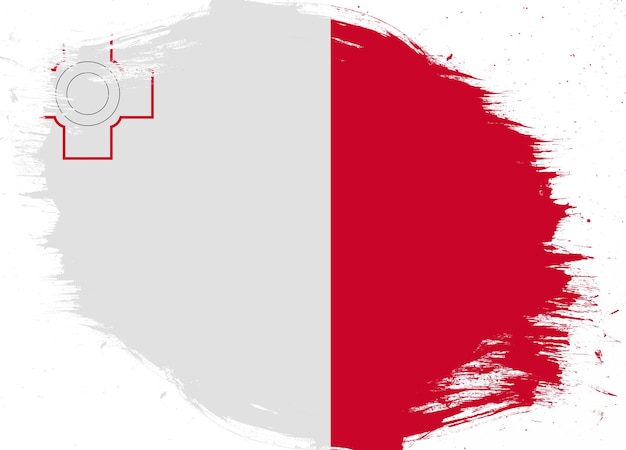 Malta vlag op noodlijdende grunge brush achtergrond