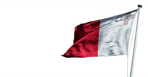 malta wuivende 3d render vlag, op een witte achtergrond. - afbeelding