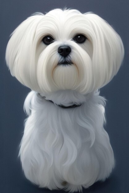 Maltese dog portrait illustration generative ai