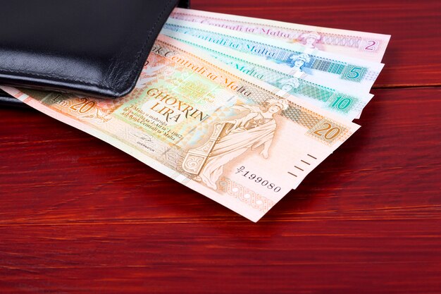 Maltese lira in the black wallet