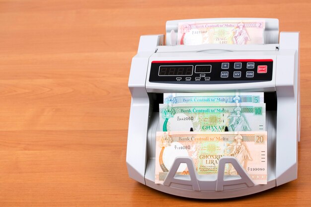 Maltese lira in a counting machine