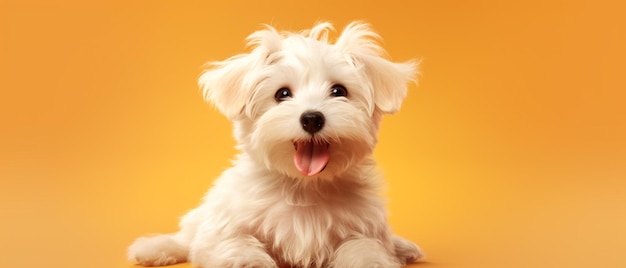 Maltipoo dog Cute small dog on a colored background animal life