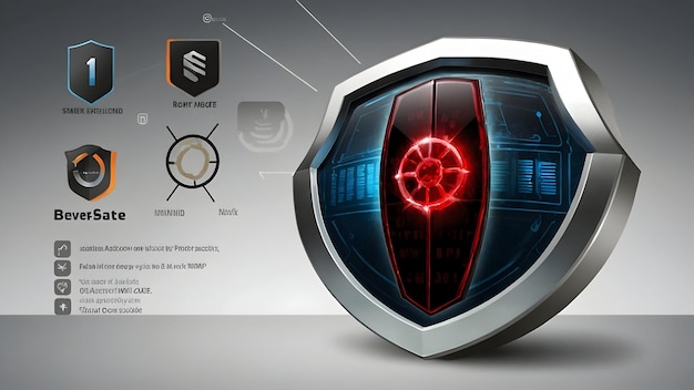 Foto iconica di malware defense shield che devia le icone dei virus