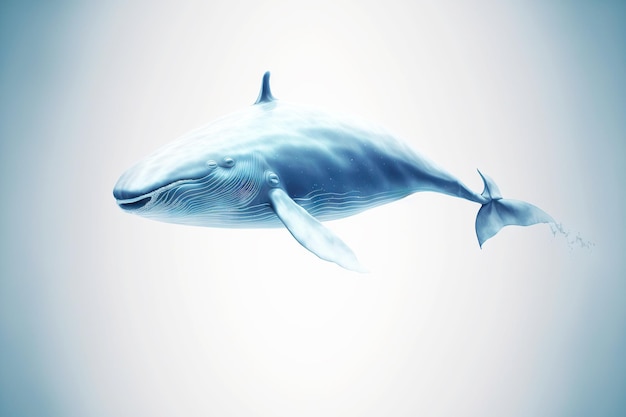 Mammals animals big blue whale on white background