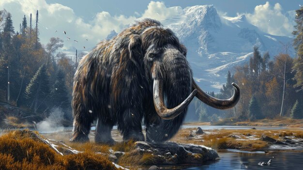 Photo mammoth in its natural habitat