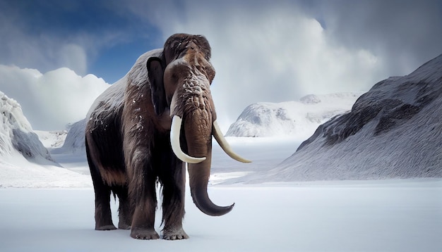 Mammoth in the snow AI Generative