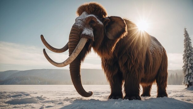 a mammoth on a snowy plain