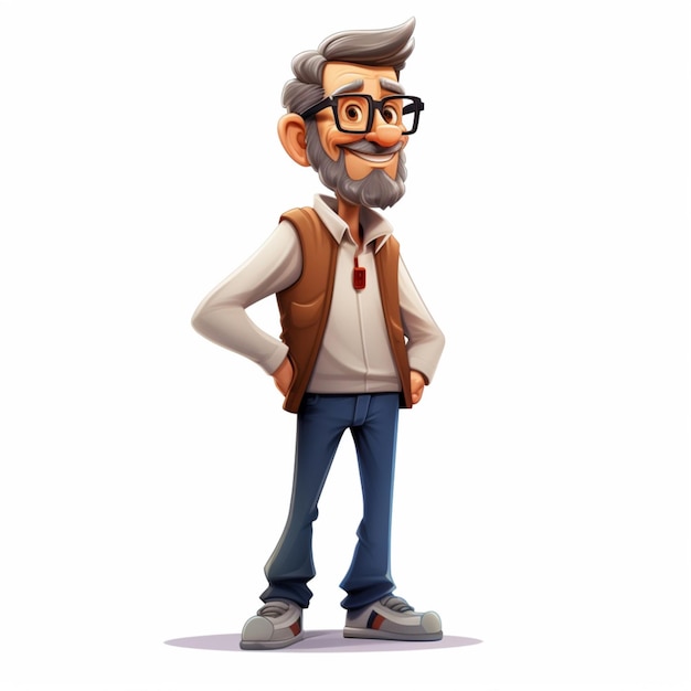 Man 2d cartoon illustraton on white background high