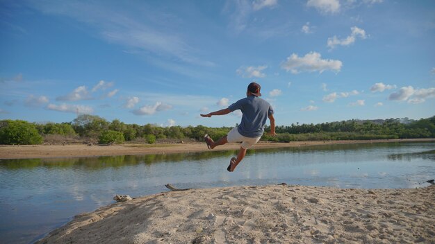 Man alone enjoying nature