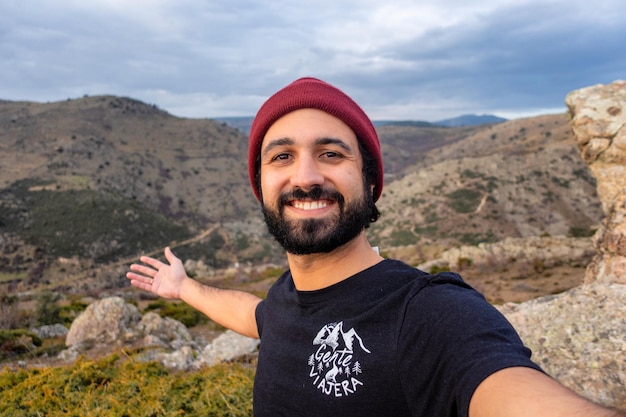 man alone in the mountains