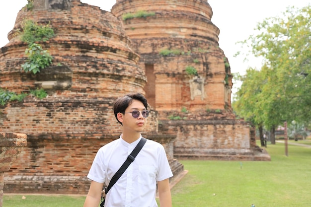 Photo man and archaeological site thailand