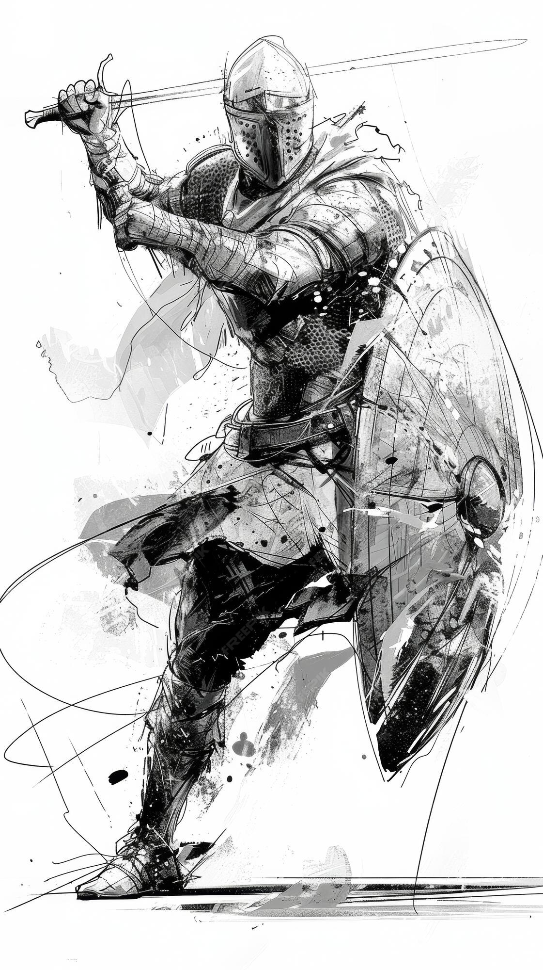 Premium Photo A Man In Armor With A Sword That Is Hitting The Shield premium-photo-a-man-in-armor-with-a-sword-that-is-hitting-the-shield