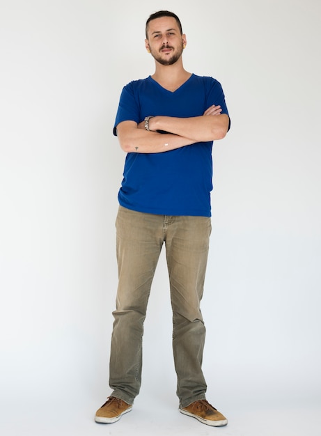 Man Arms Crossed Casual Studio Portrait