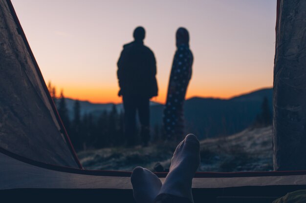 Man as a silhouette in the sunset