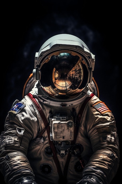 スーツに「nasa」という文字が入った宇宙飛行士のスーツを着た男性