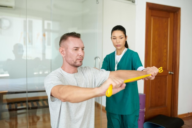 Man attending physiotherapy
