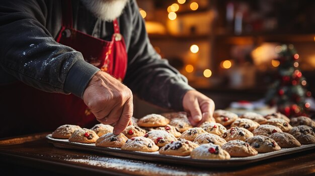 Man baking Christmas cookies