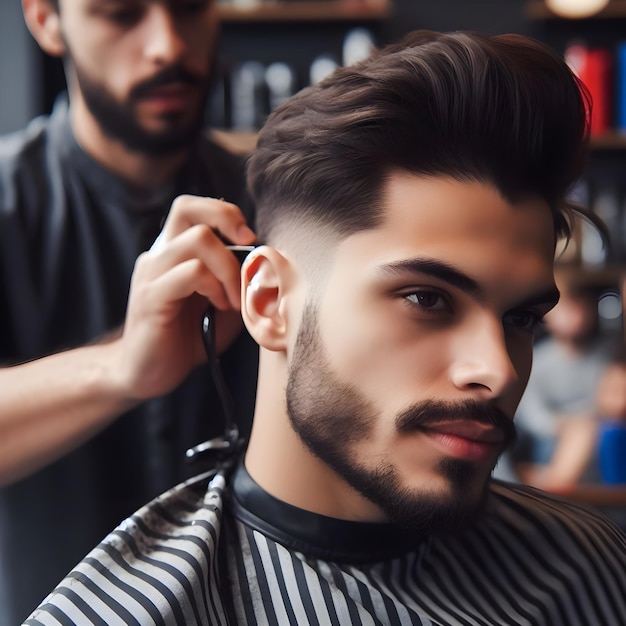 man in barbershop getting a haircut