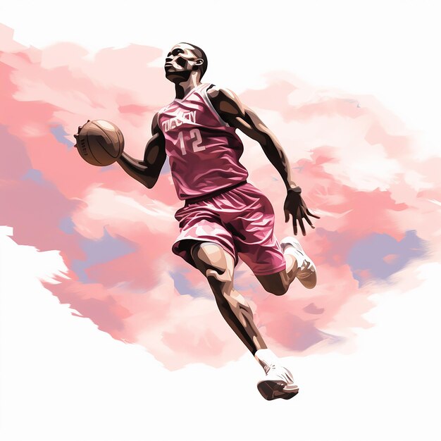 Photo man basketball player flat design vector illustration